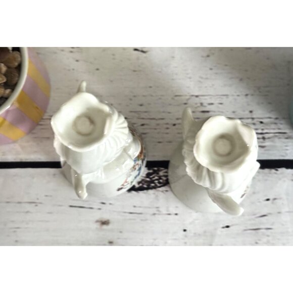 Vintage Dresden Ceramic Angel Candle Holders With Floral Design - Picture 6 of 9